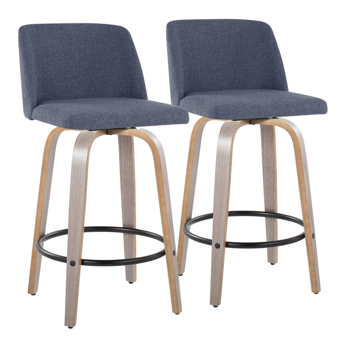 Swivel Counter Stools with Circular Footrests - Set of 2