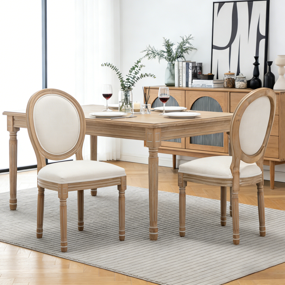 Farmhouse Solid Wood Dining Chairs with Cushioned Seats