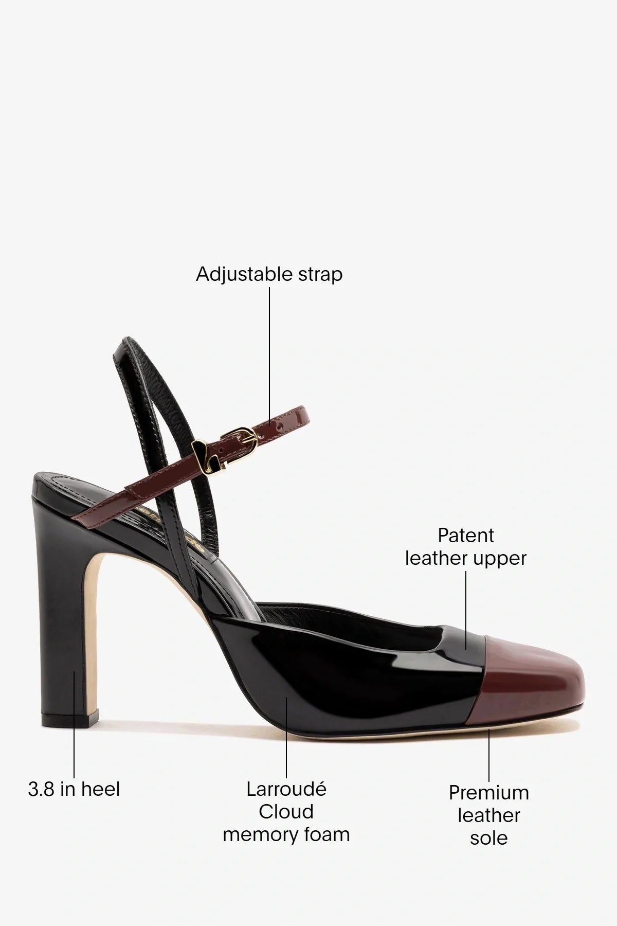 Sabine Pump Black and Burgundy Patent Leather