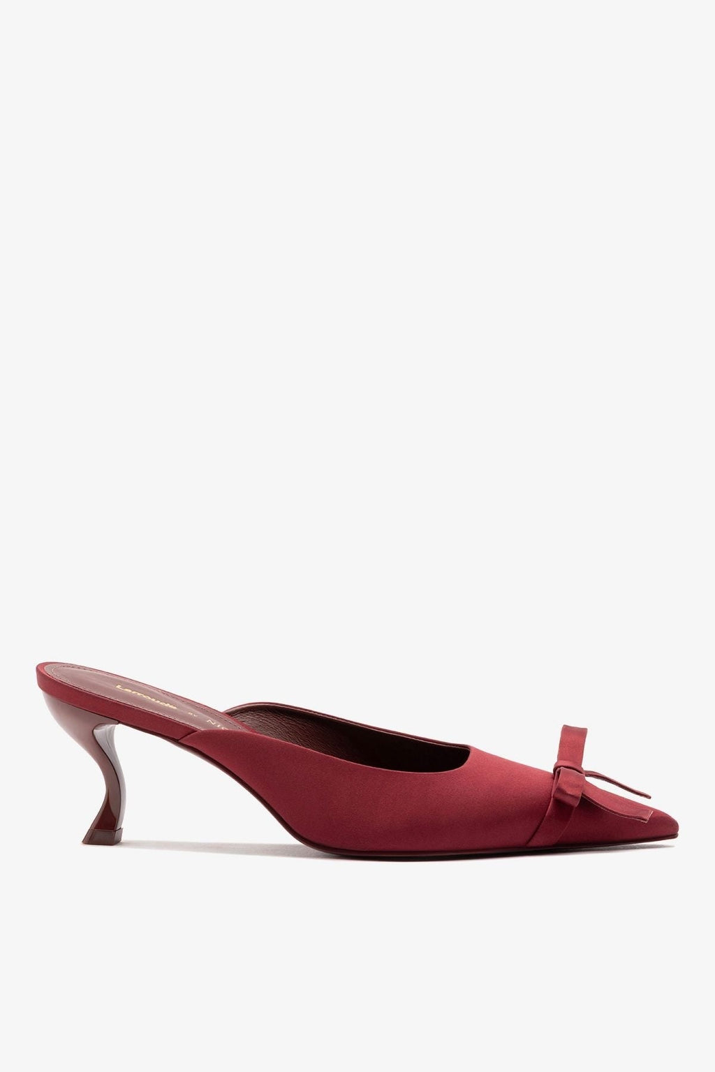 Larroudé by Nicolò B.: Maria Mule Burgundy Satin
