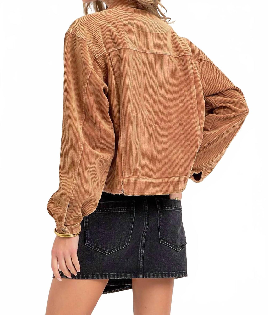 Corduroy Shacket In Camel