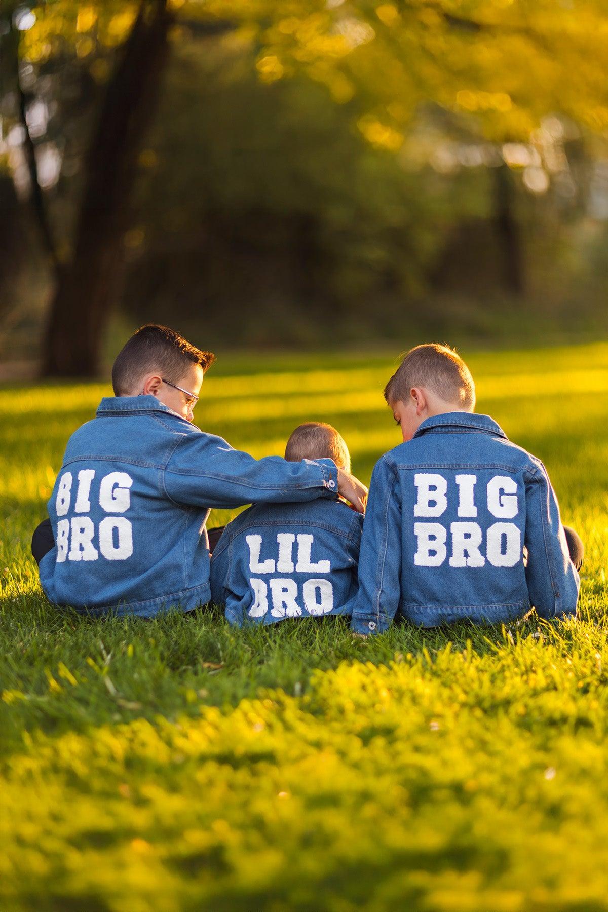 "Big Sis, Lil Sis, Big Bro, Lil Bro" Denim Jacket