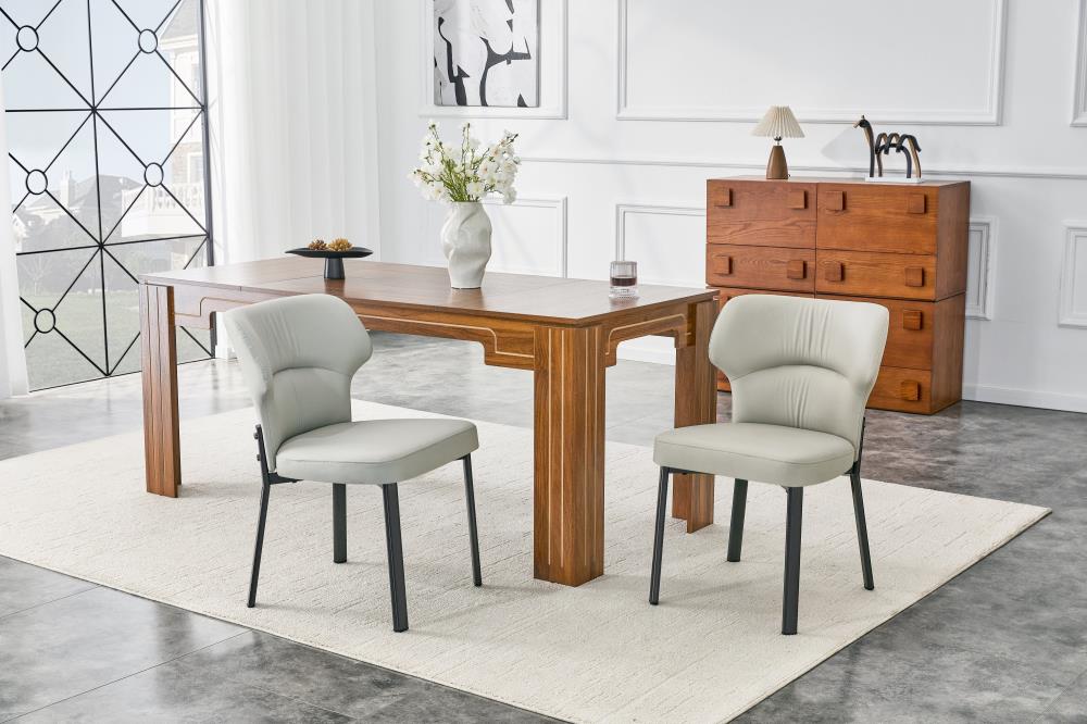 Modern Dining Chairs with PU Upholstery and Metal Frame