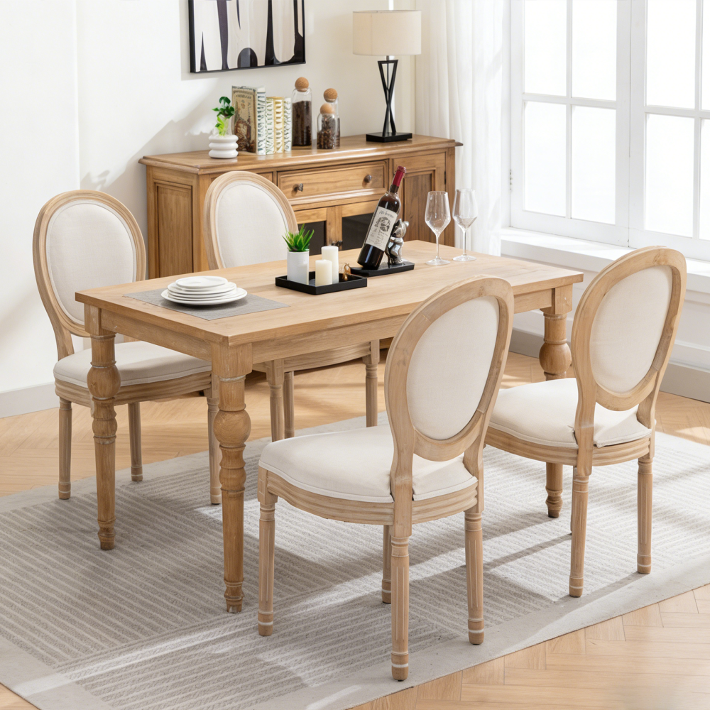 Farmhouse Solid Wood Dining Chairs with Cushioned Seats