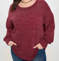 Wendy Long Sleeve Top In Wine