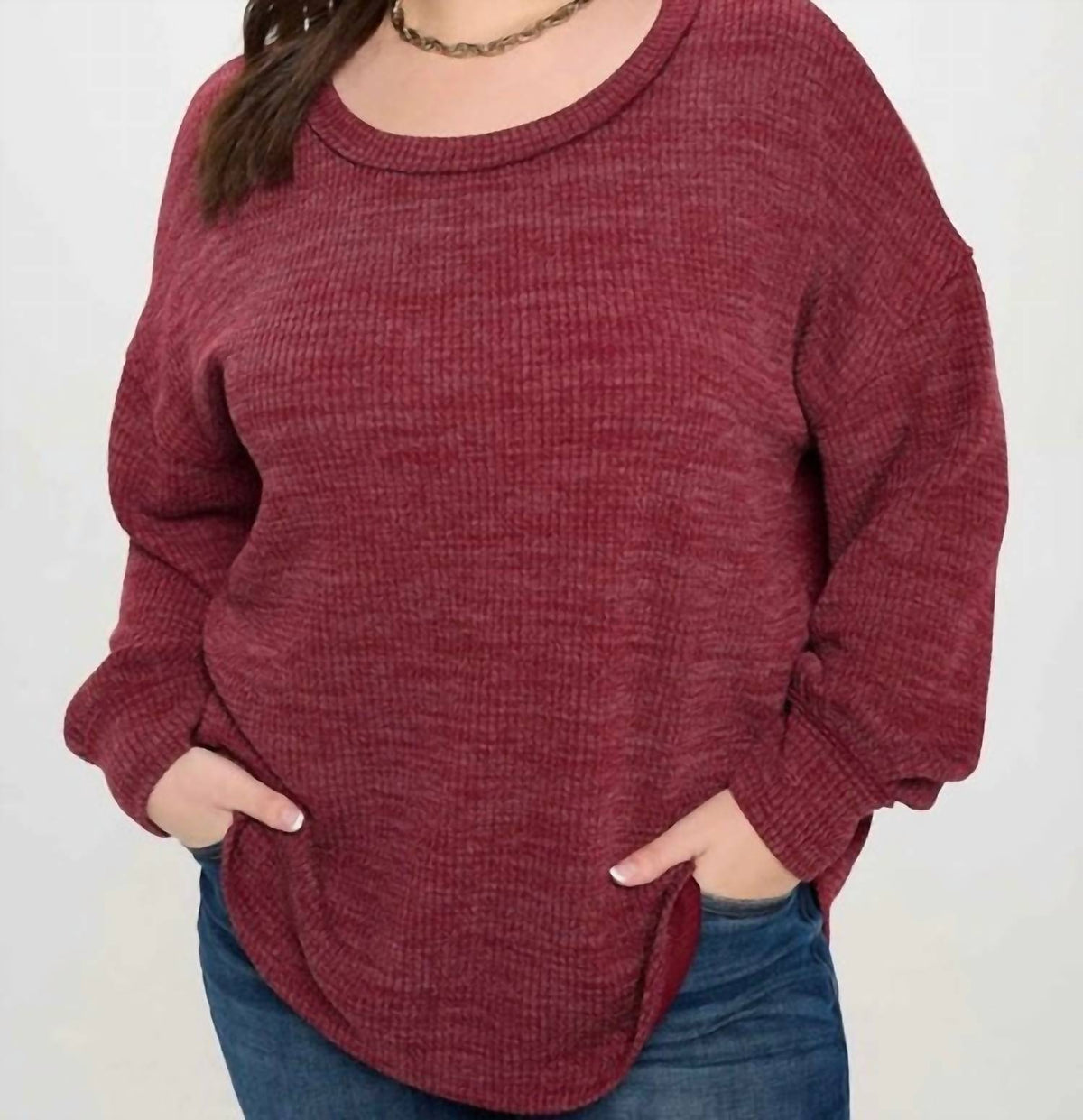 Wendy Long Sleeve Top In Wine