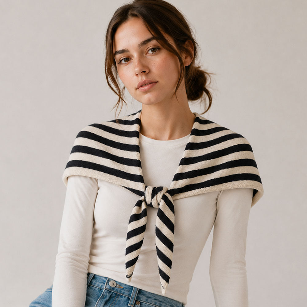 Triangle Stripe Knit Scarf