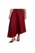 Asymmetrical Midi Skirt In Burgundy