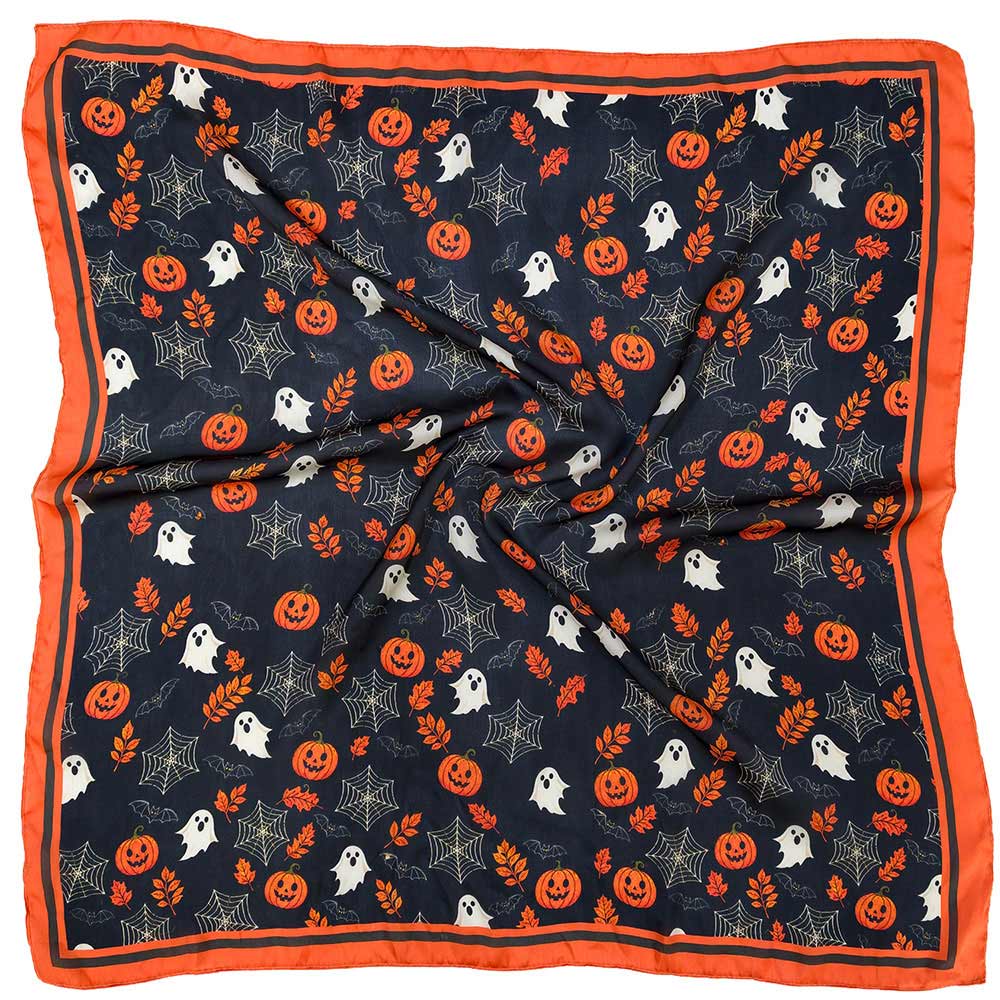 Halloween Ghost Pumpkin Spider Web Pattern Square Scarf