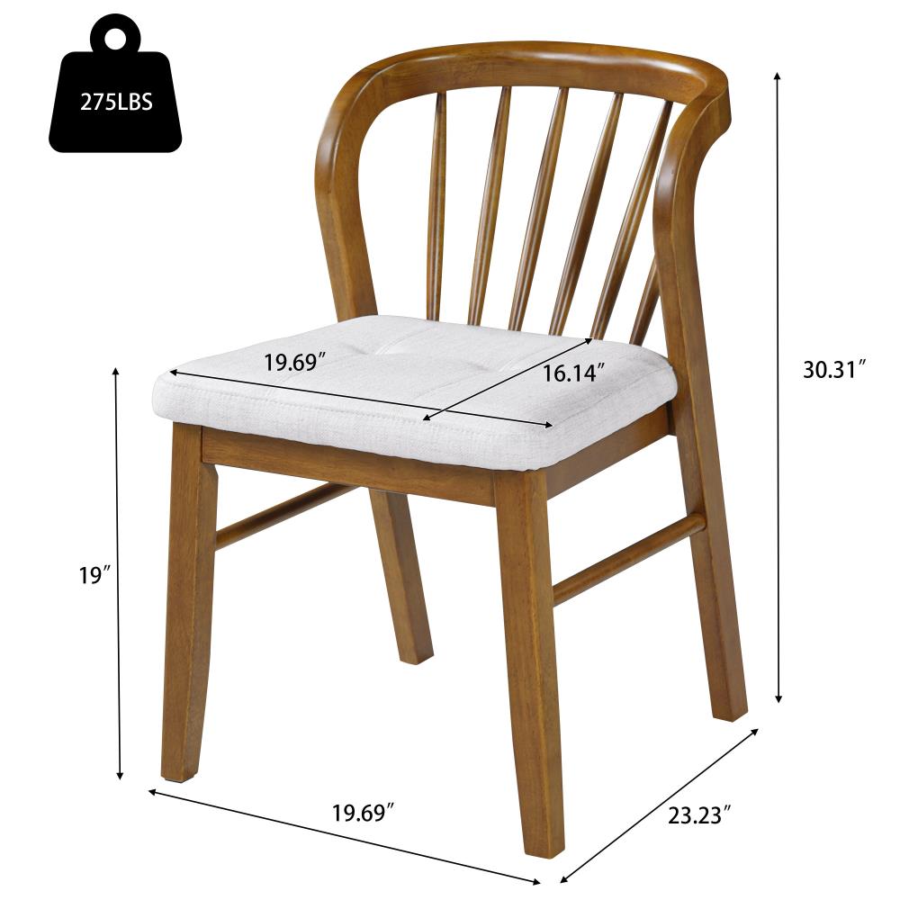 Classic Wooden Dining Chairs with Soft Fabric Seat Pads