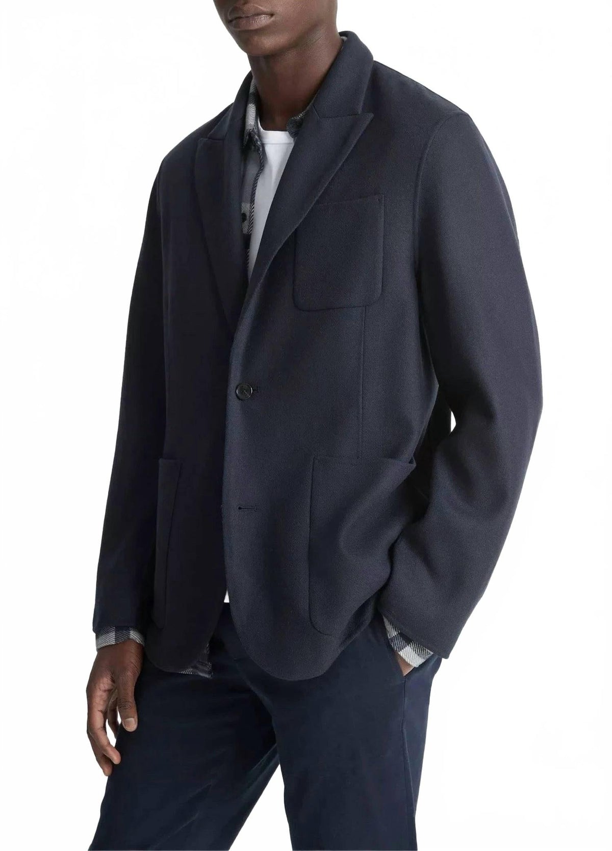 Wool Blend Blazer In Blue