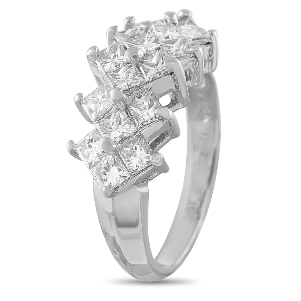 LB Exclusive 14K White Gold 2.40ct Diamond Princess-Cut Cluster Ring MF27-070226