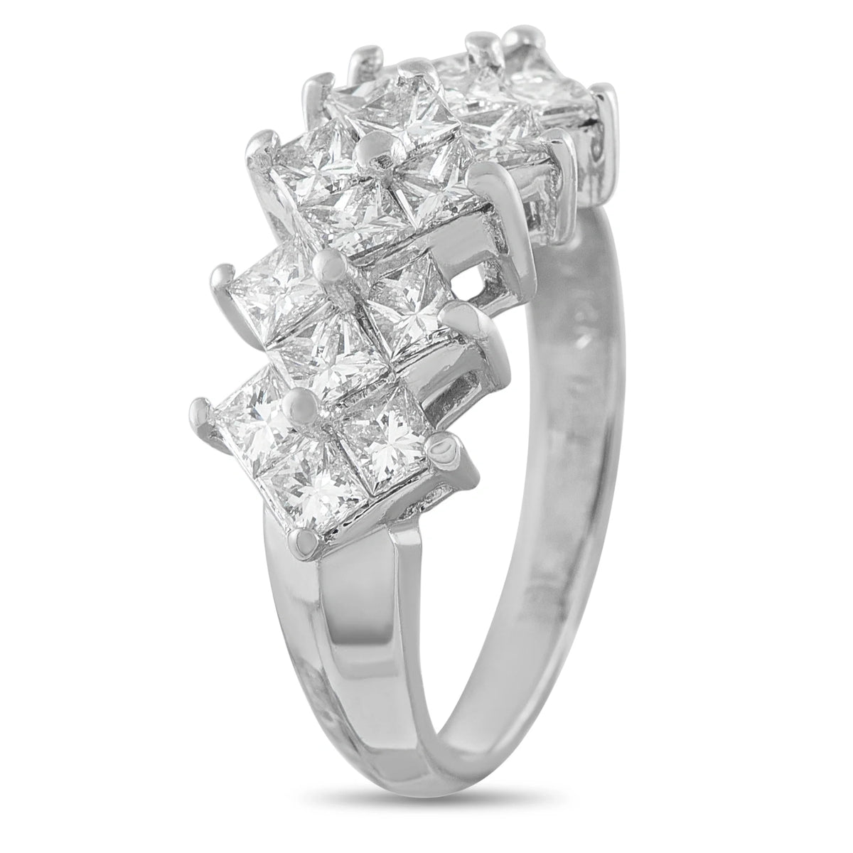 LB Exclusive 14K White Gold 2.40ct Diamond Princess-Cut Cluster Ring MF27-070226