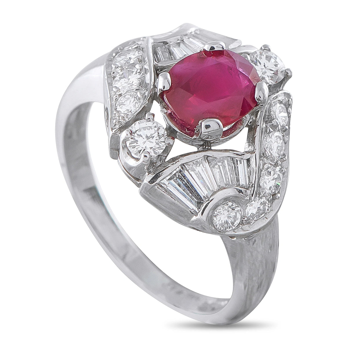 LB Exclusive Platinum 0.90ct Diamond and Ruby Ring MF12-080426