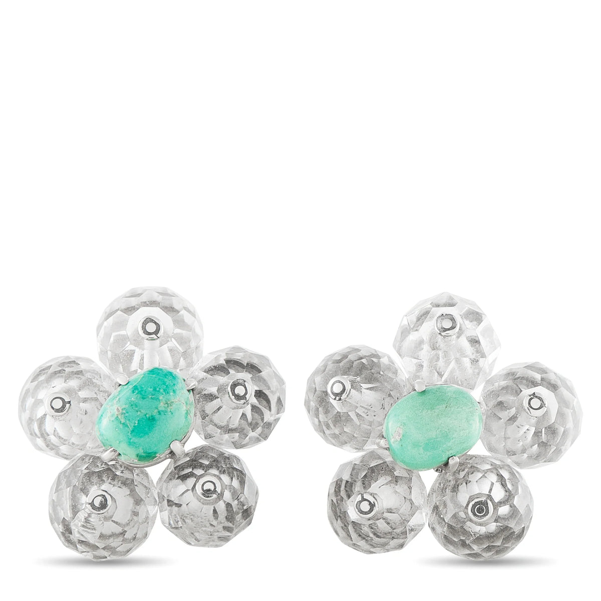 LB Exclusive 14K White Gold Turquoise and Crystal Earrings MF29-080726