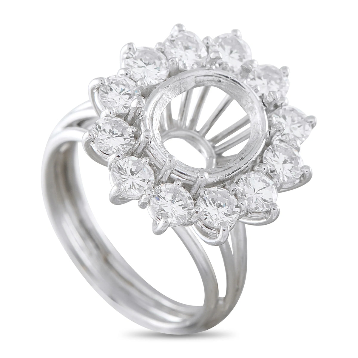 LB Exclusive Platinum 2.50ct Diamond Halo Mounting Ring MF15-082026