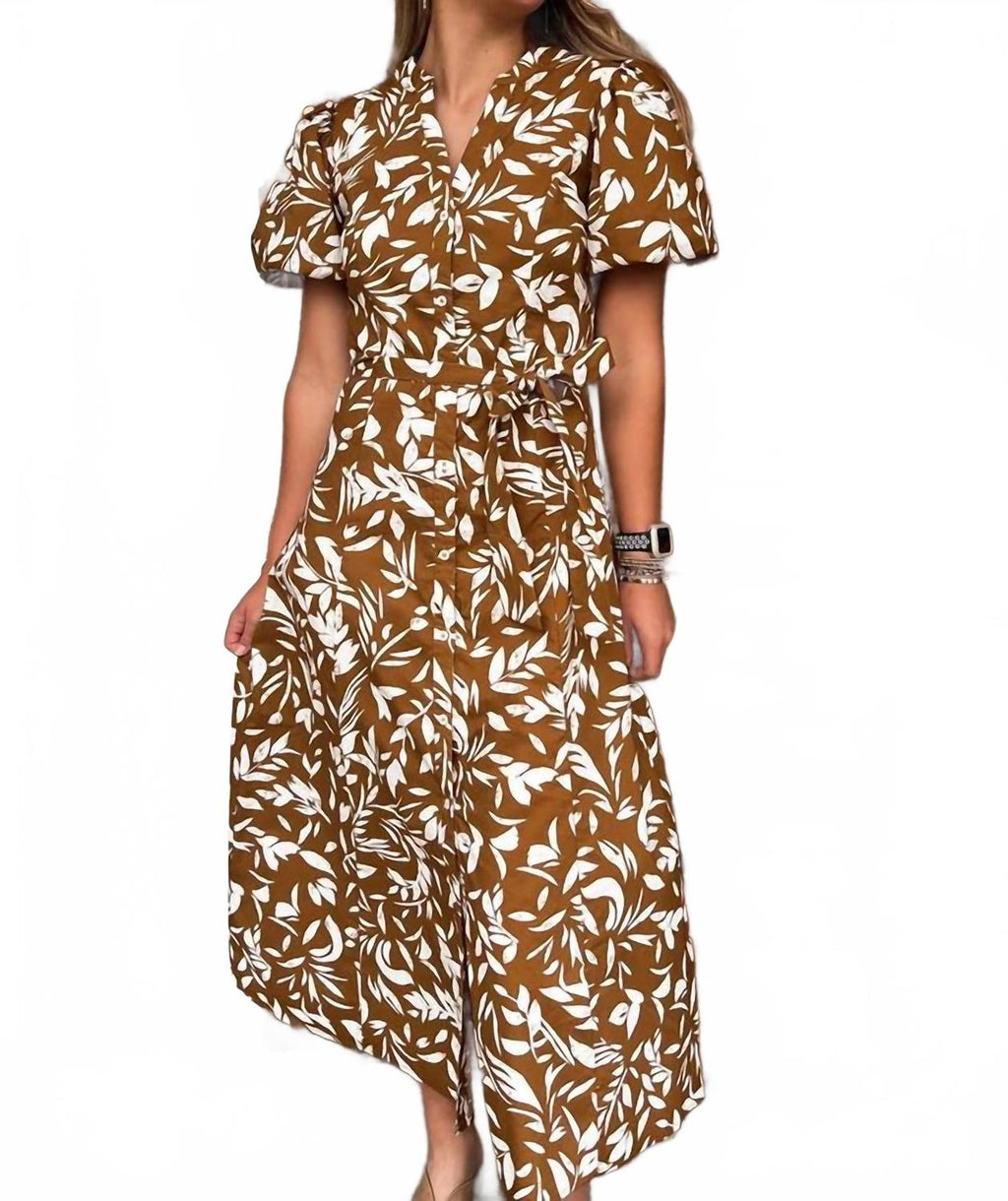 Tropical Maxi Dress In Brown