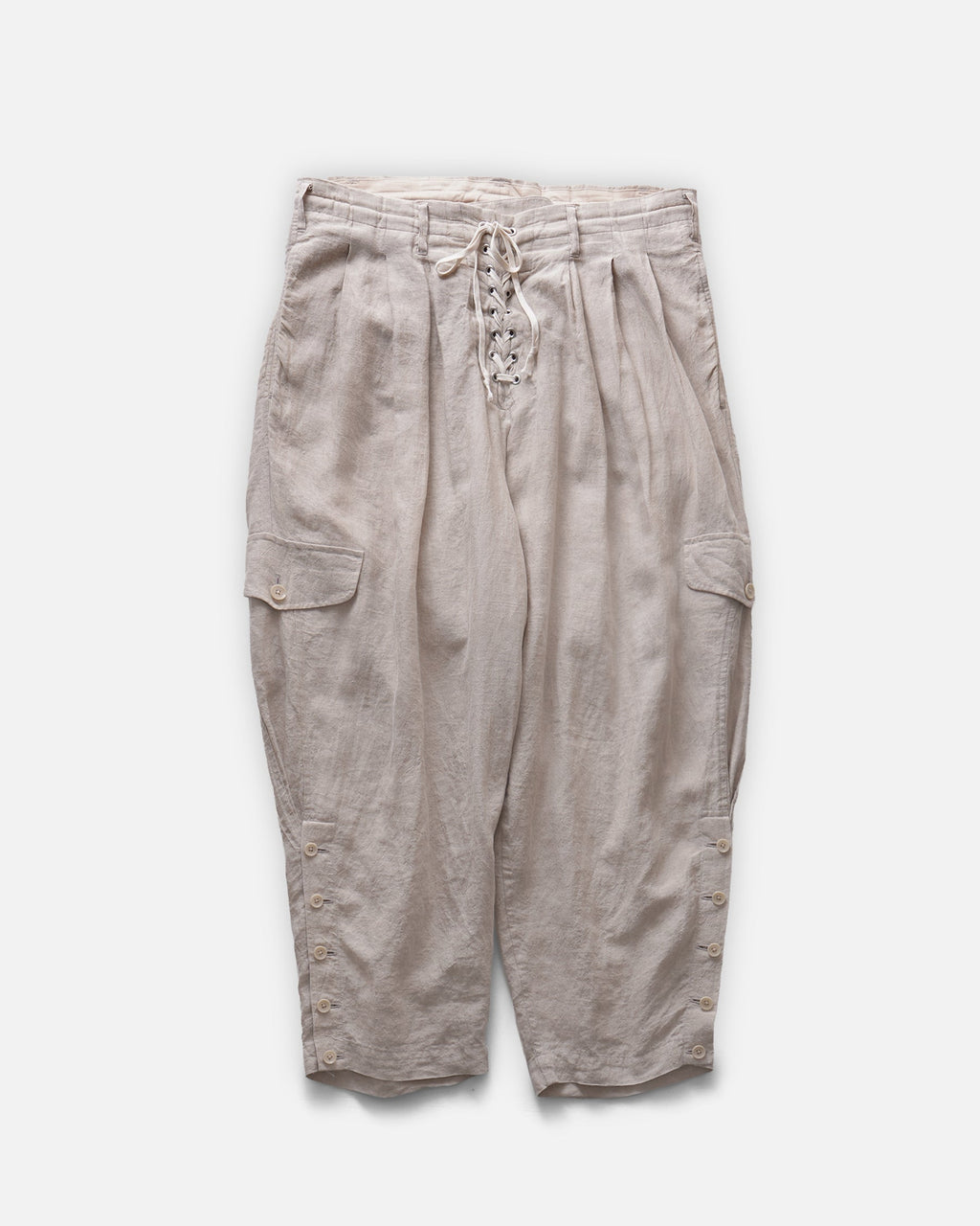 Lace-Up Front Linen Pants