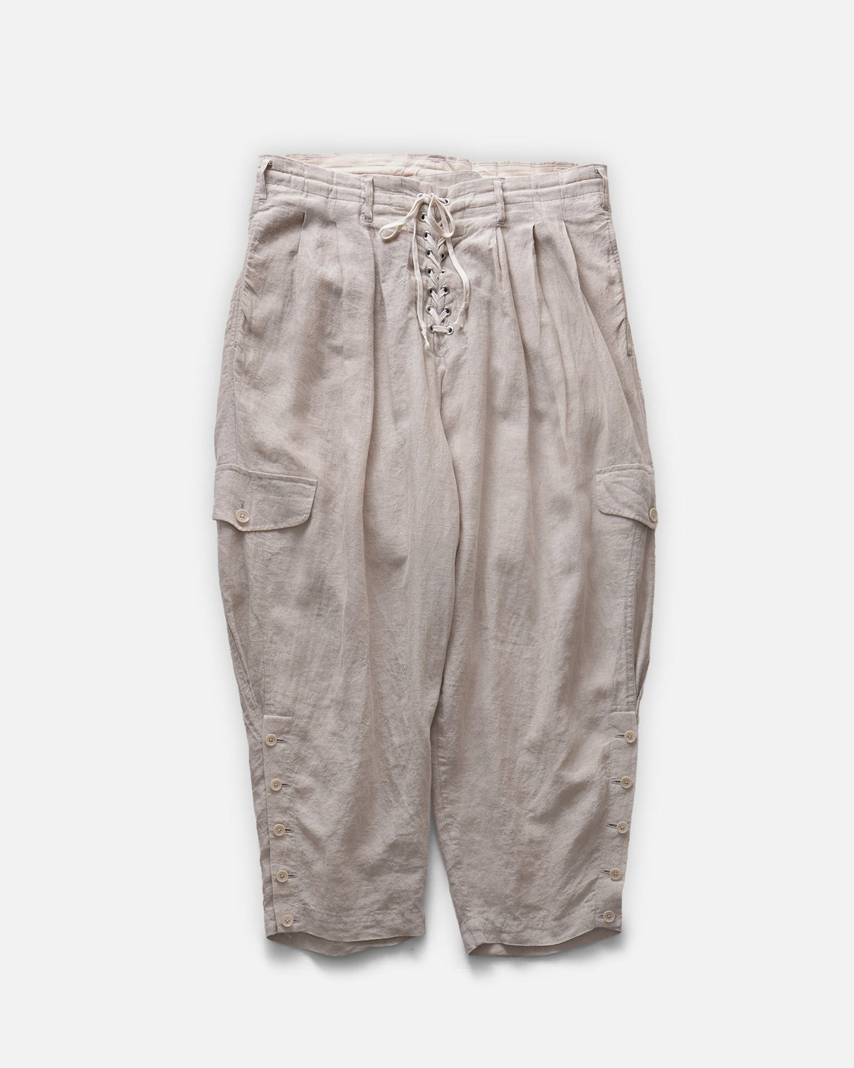 Lace-Up Front Linen Pants