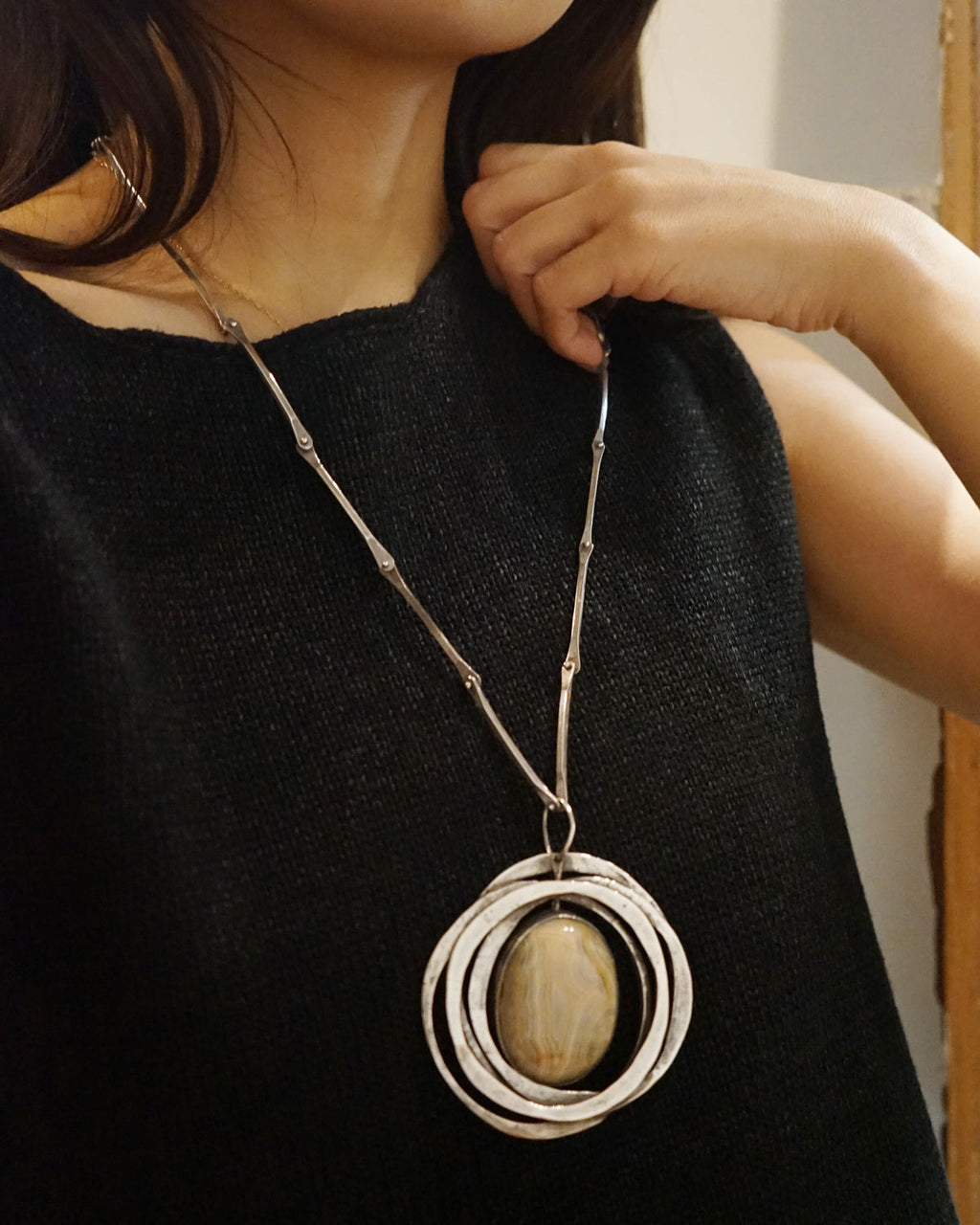 Silver Necklace w/ Natural Stone