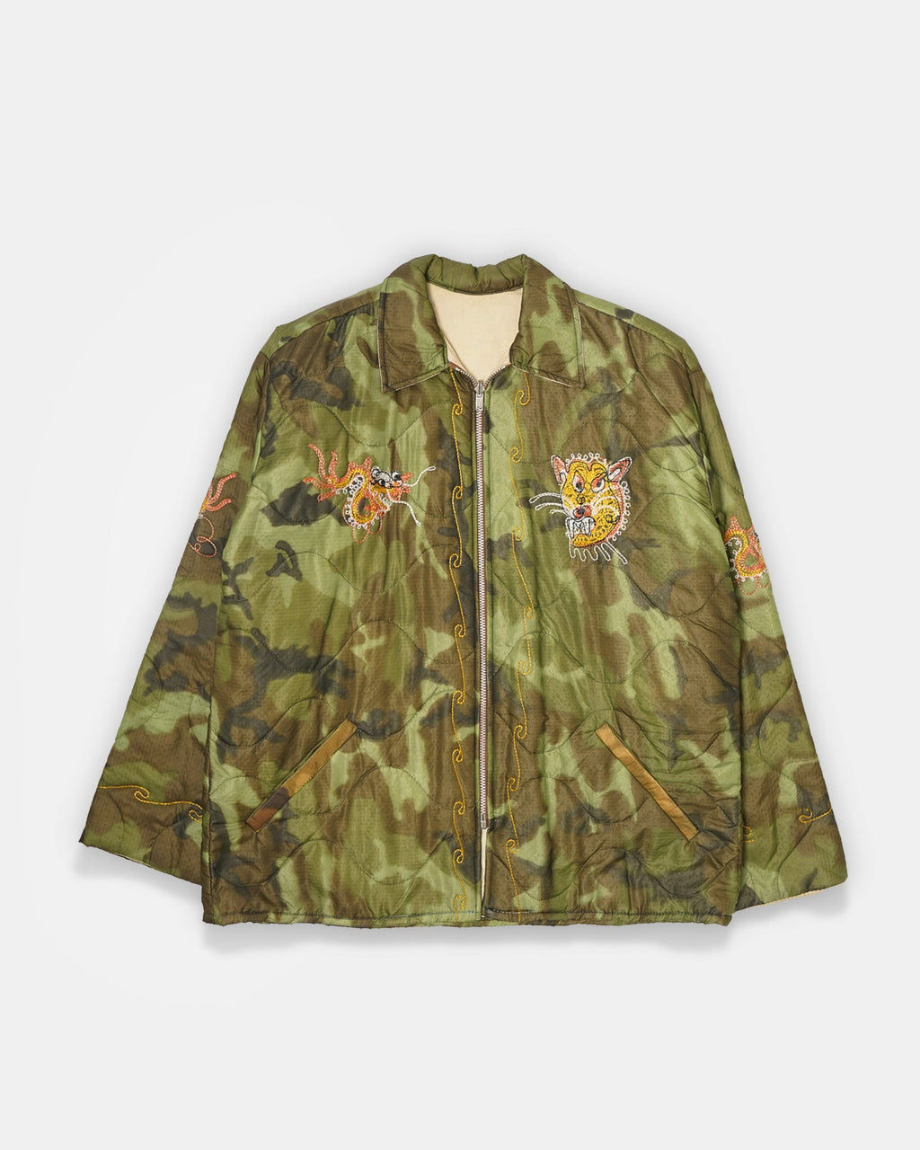 1960's Vietnam Embroidered Camo Quilting Souvenir Jacket