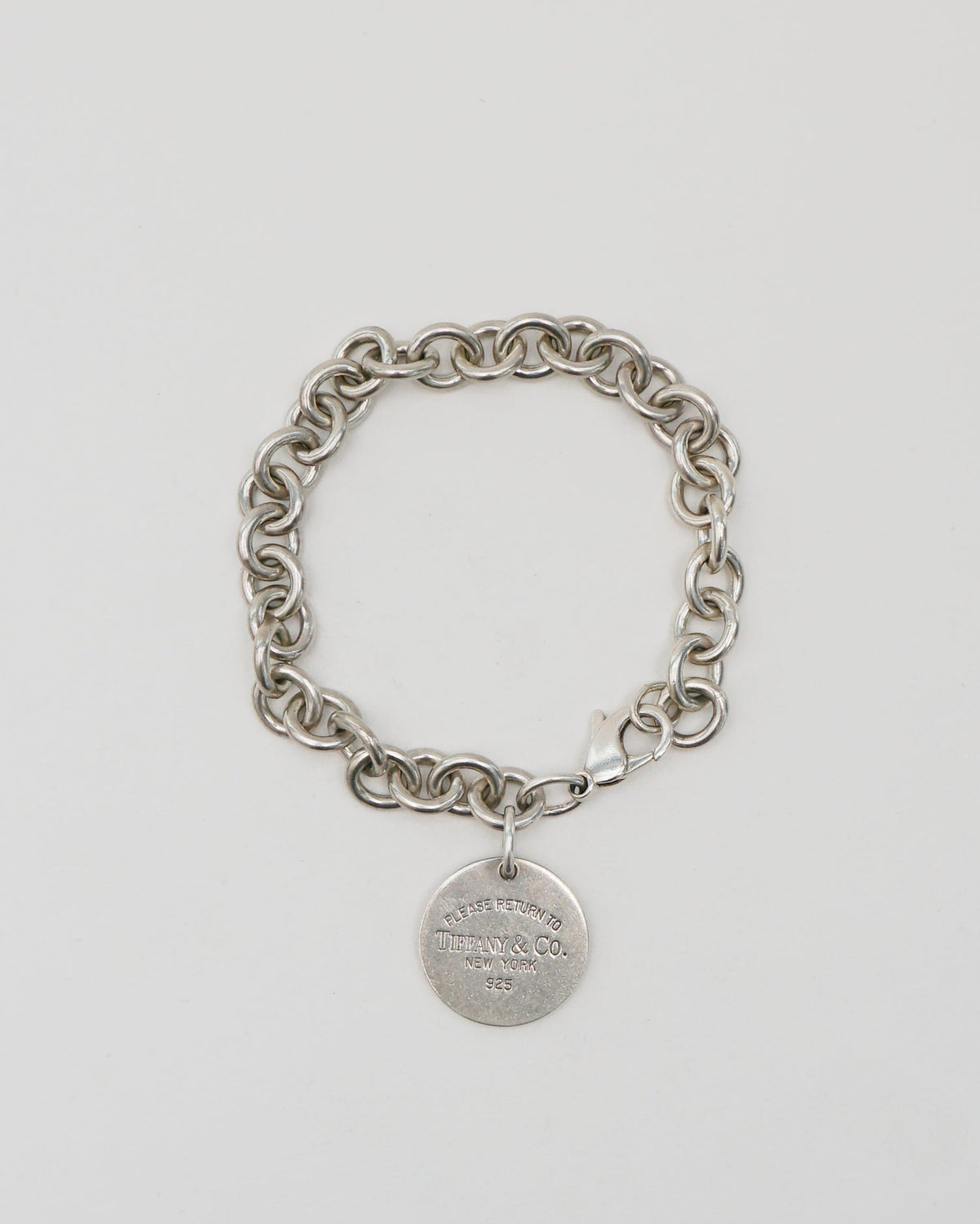 Silver Round Tag Charm Bracelet