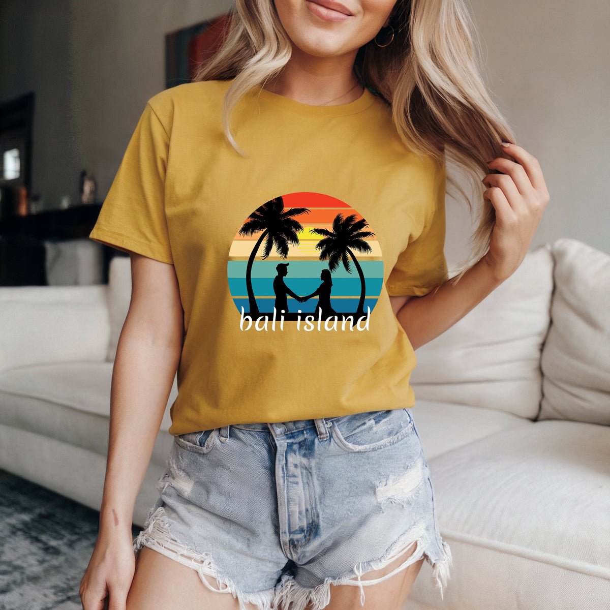 Couple On Vacation Women's Cartoon Cute Short Sleeves