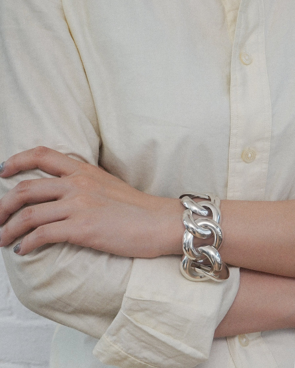 Silver Wide Chain Bracelet