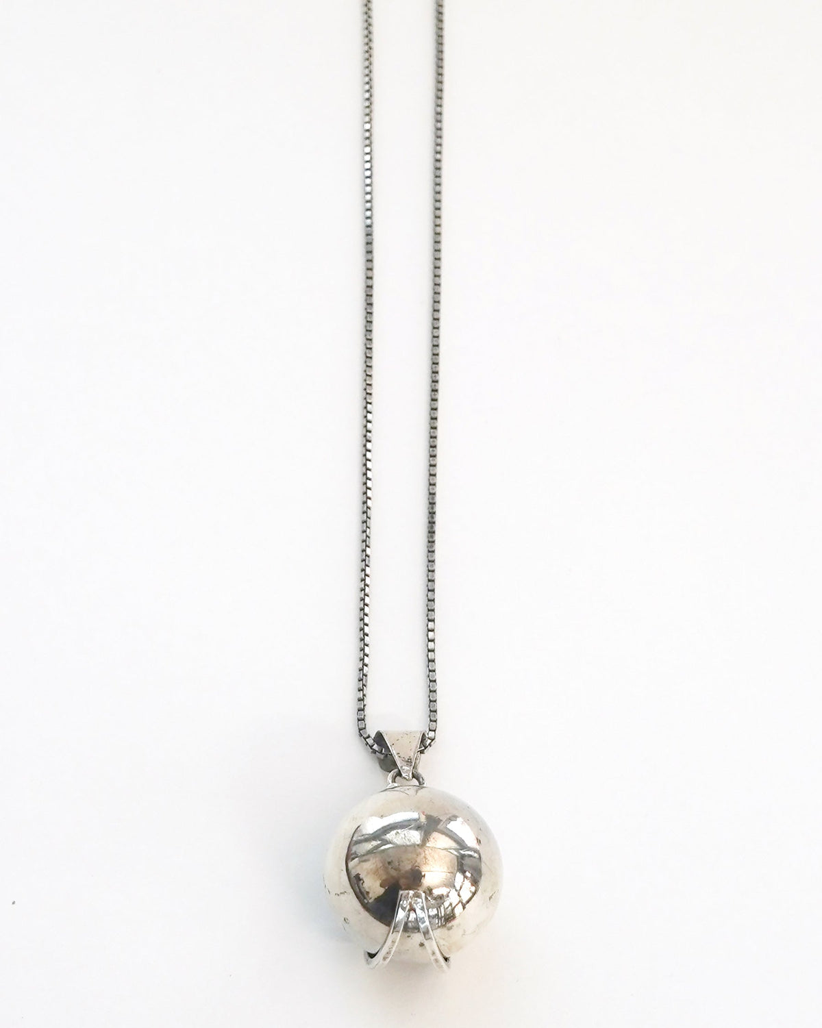 Silver Chain Necklace w/ Chime Ball Charm