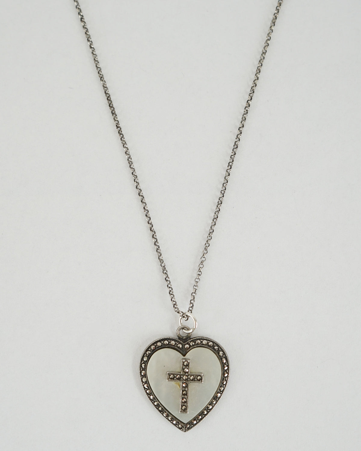 Silver Chain Necklace w/ Religious Charm