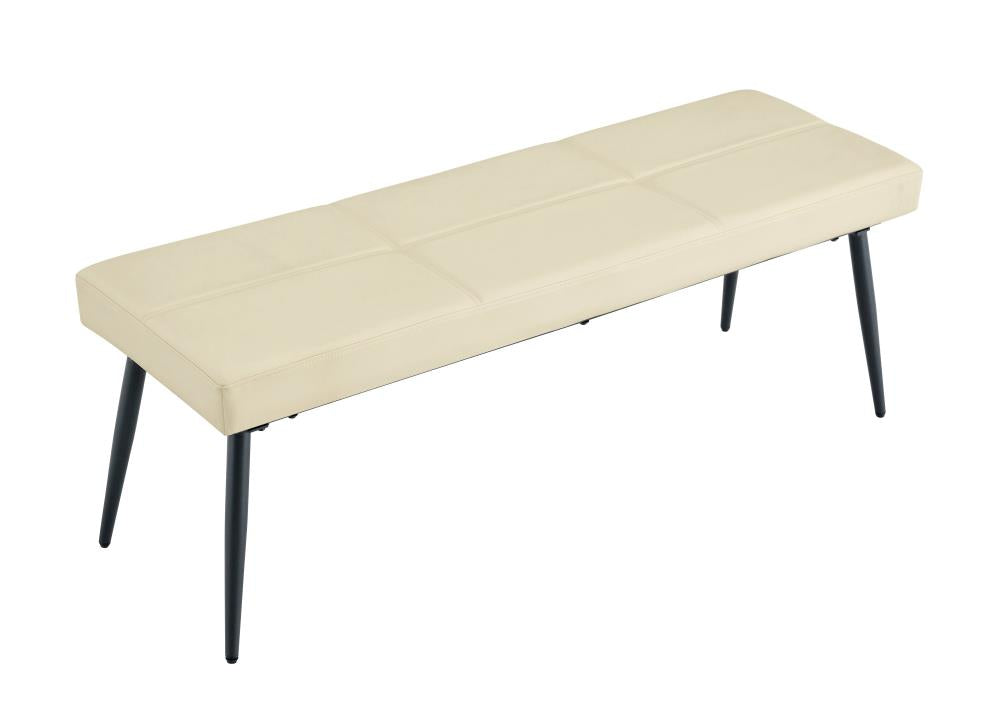 Modern Leather Bench with Resilient Cushioning and Durable Metal Leg Support