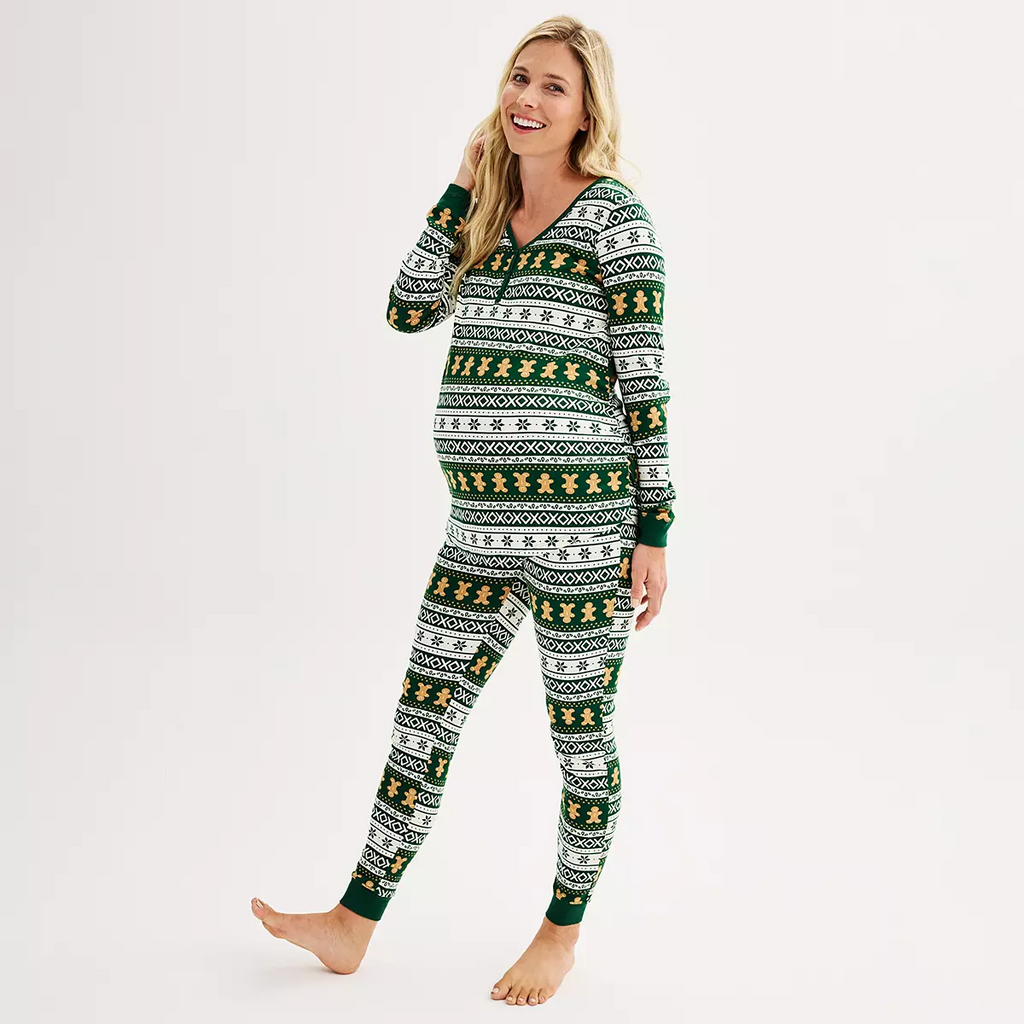 Green Gingerbread Matching Family Christmas Pajamas (Dog Pajamas Included)