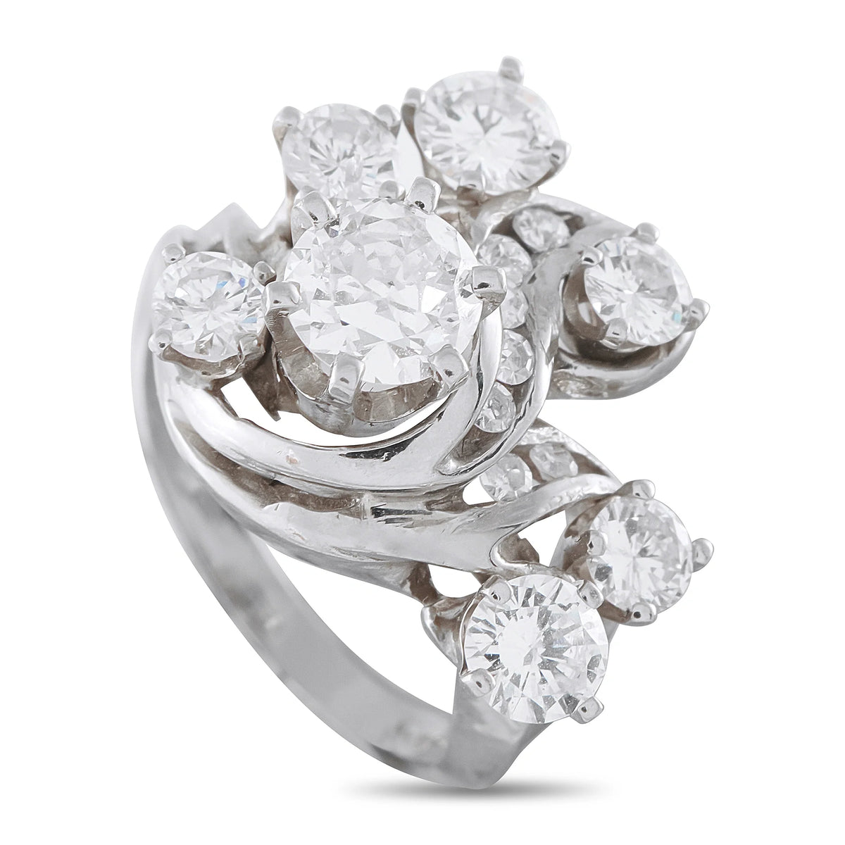 LB Exclusive 14K White Gold 2.15ct Diamond Cluster Ring MF16-070626