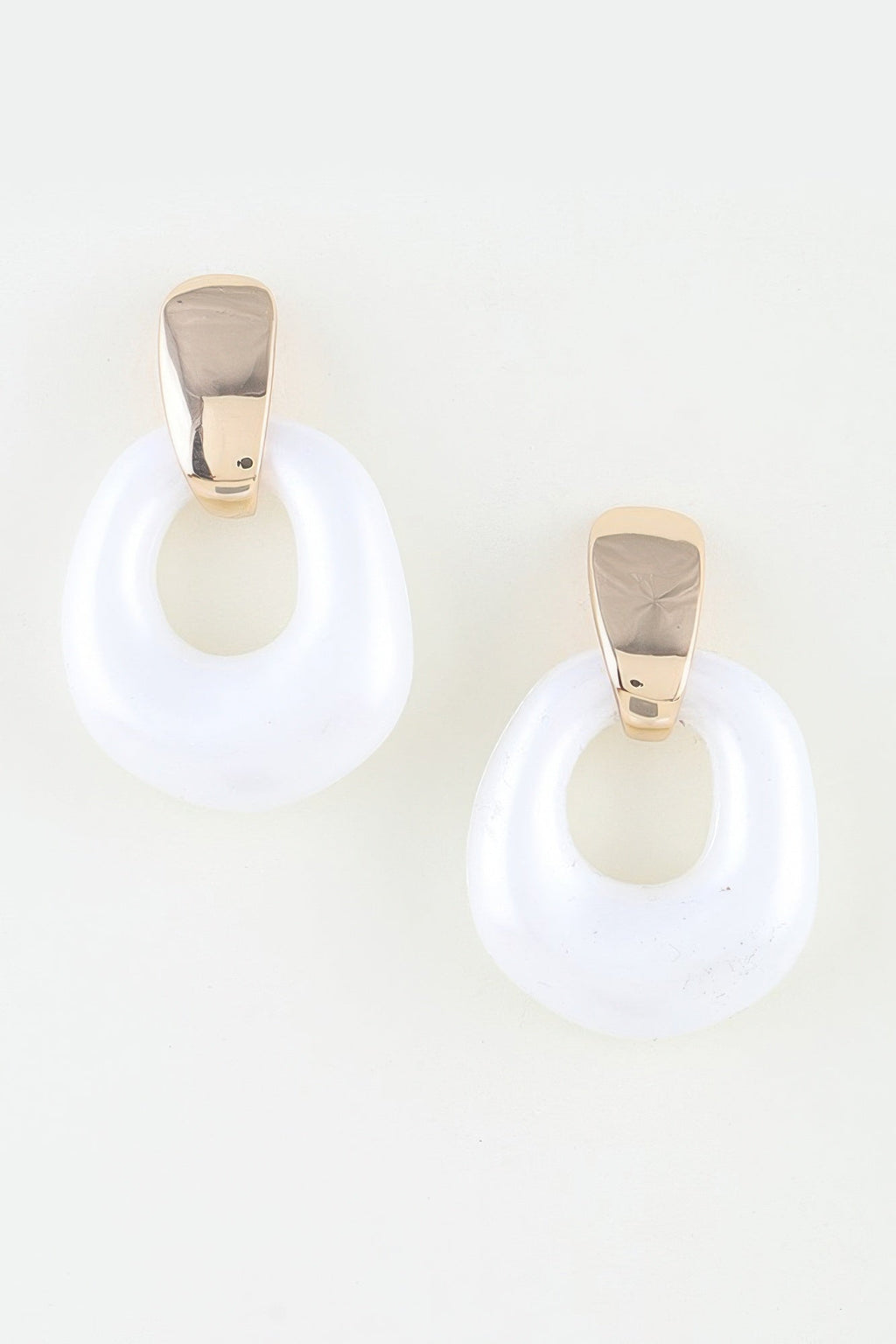 Polished Stone Hoop Drop Earrings