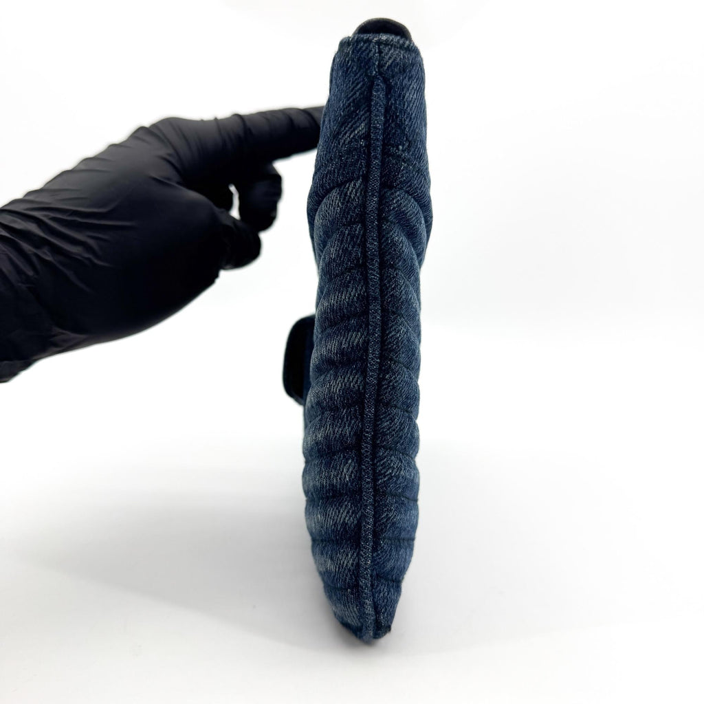 Miu Miu Denim Biker Clutch Blue