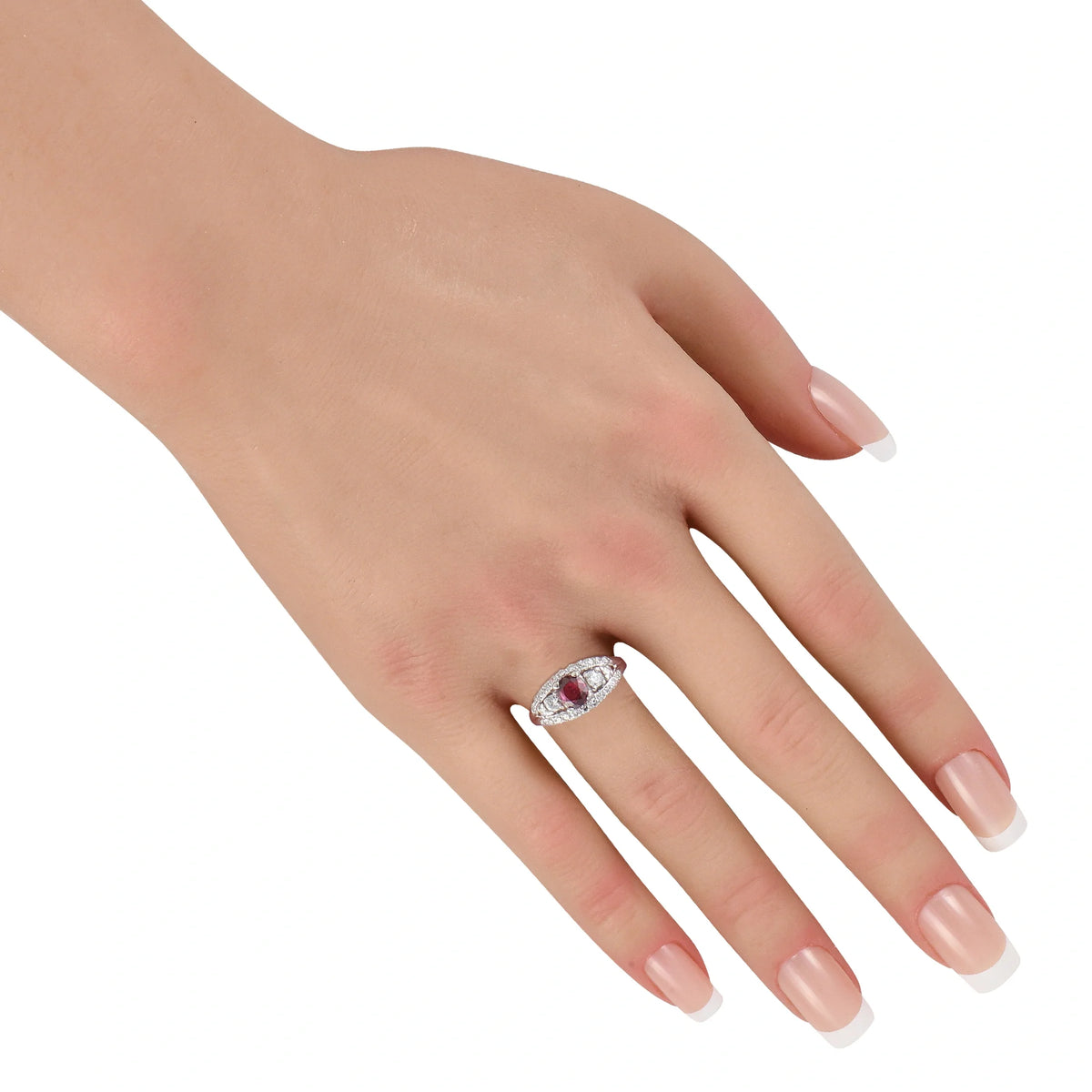 LB Exclusive Platinum 0.60ct Diamond Ruby Ring MF17-072826
