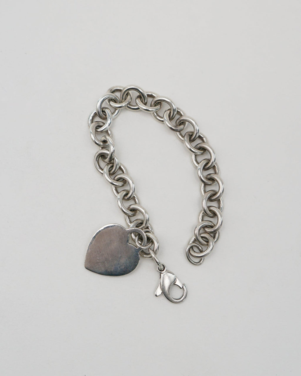Silver Heart Tag Charm Bracelet