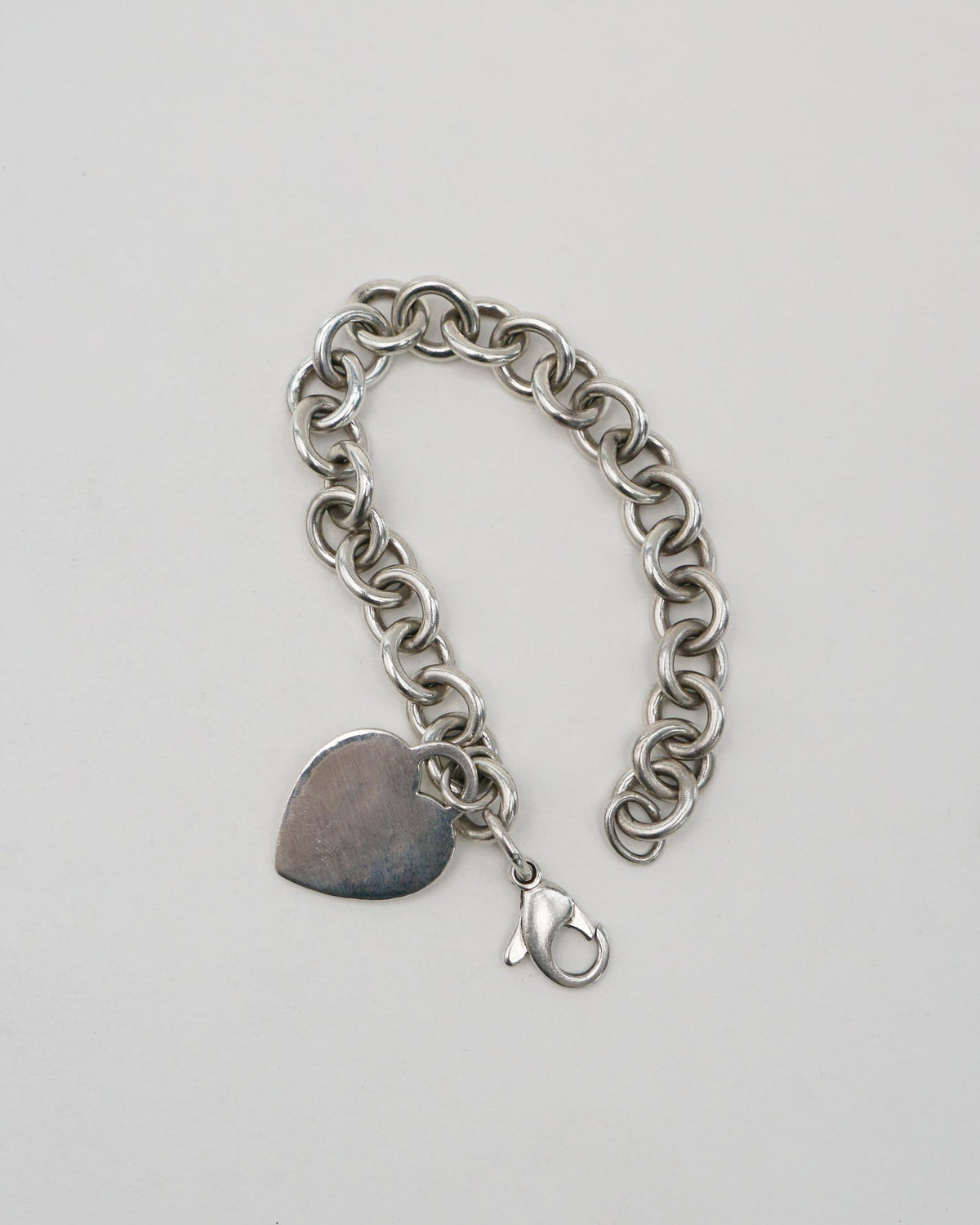 Silver Heart Tag Charm Bracelet