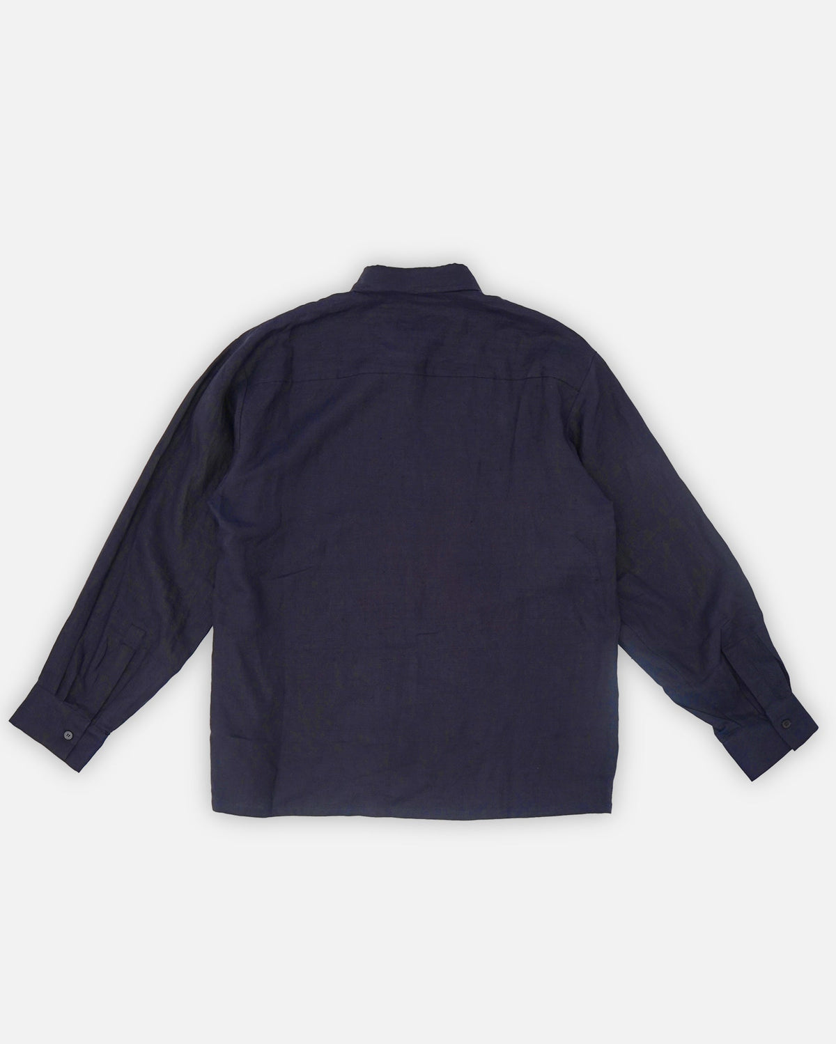 Linen Embroidered L/S Shirts / Navy