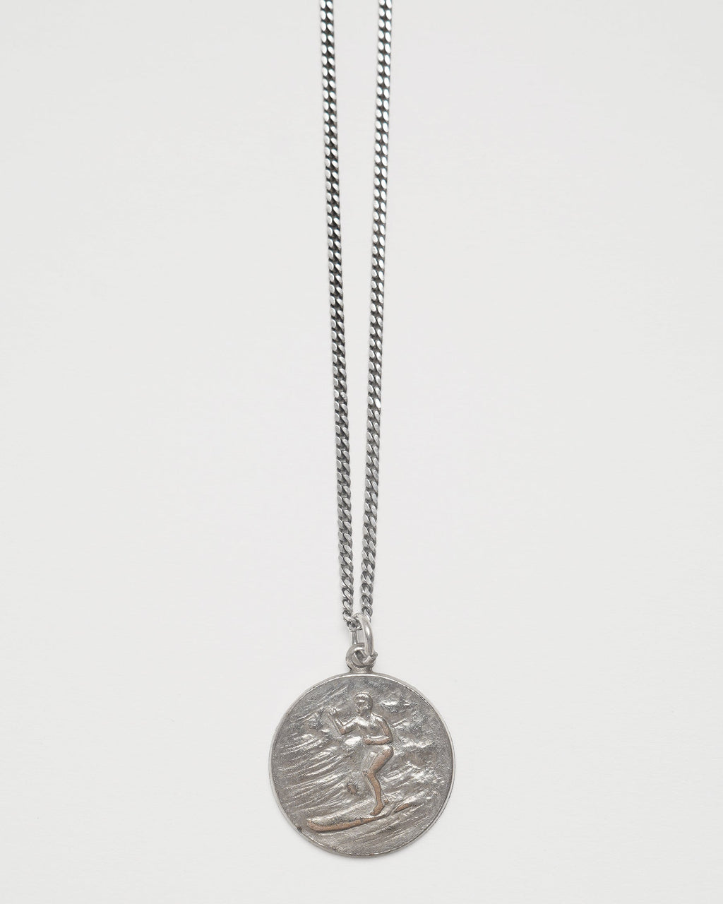Silver Chain Necklace w/ Saint Christopher Charm
