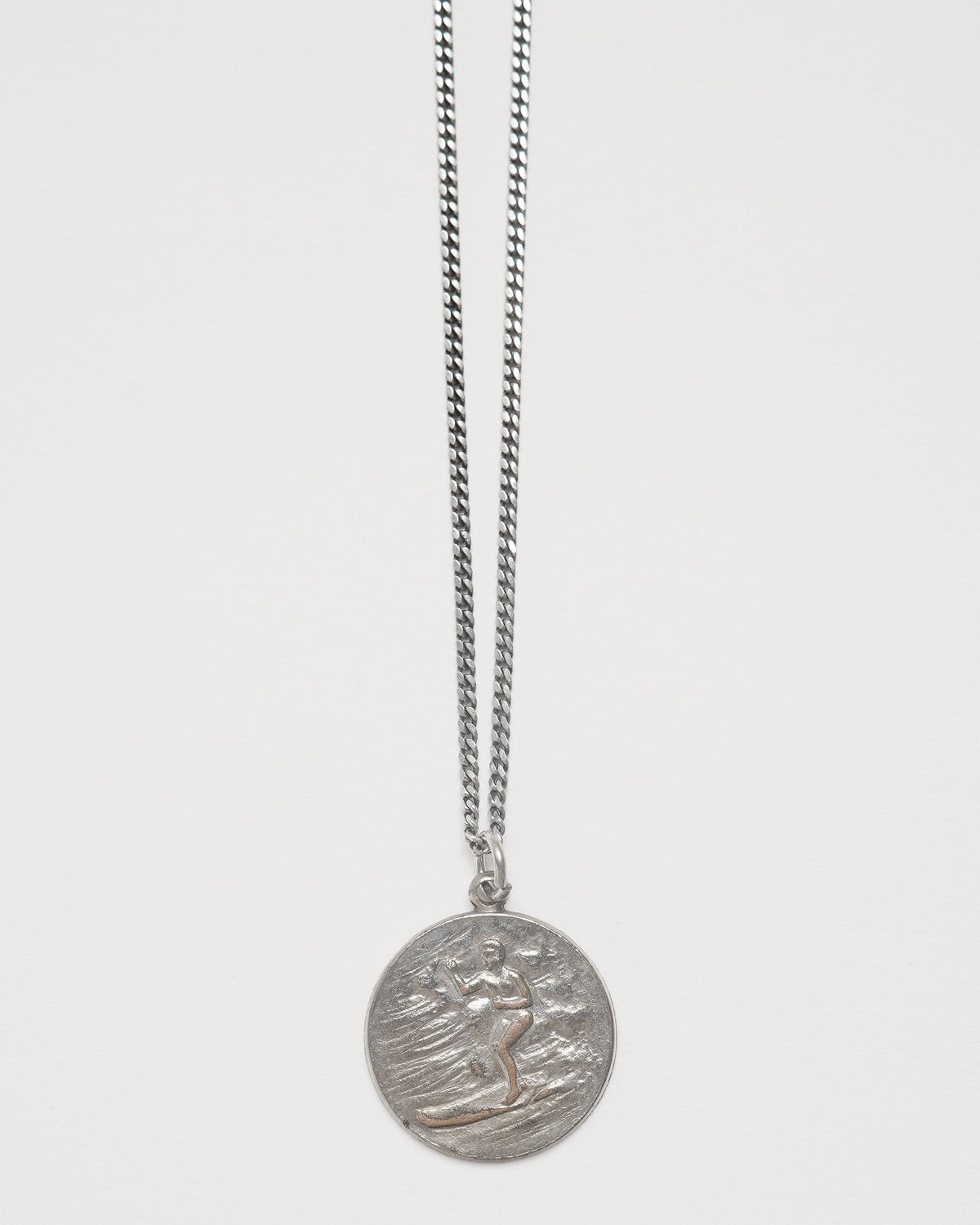 Silver Chain Necklace w/ Saint Christopher Charm
