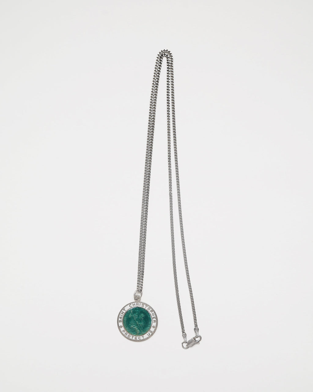 Silver Chain Necklace w/ Saint Christopher Charm