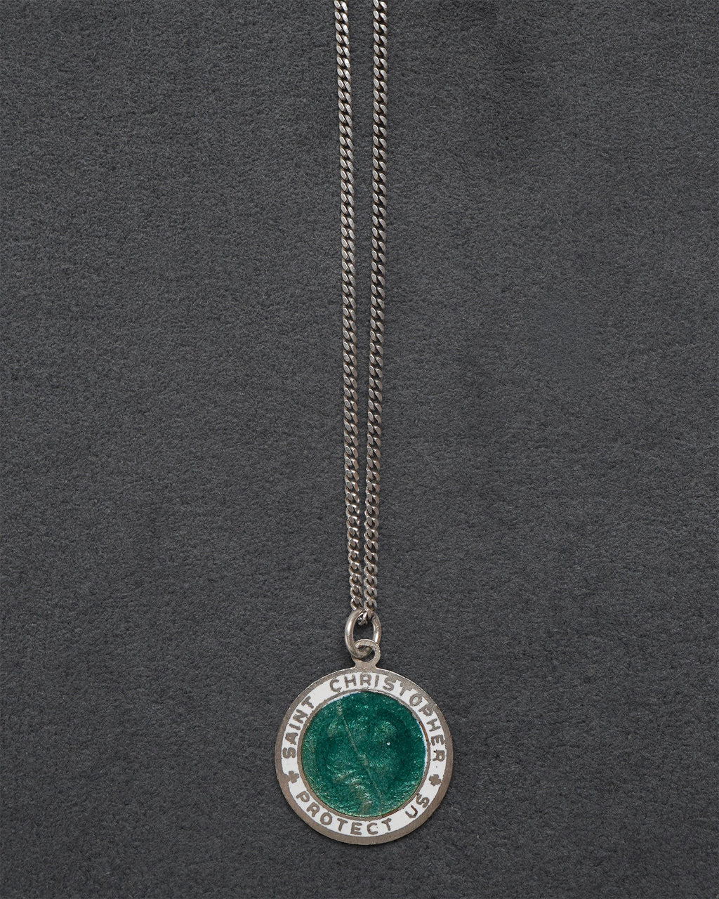 Silver Chain Necklace w/ Saint Christopher Charm