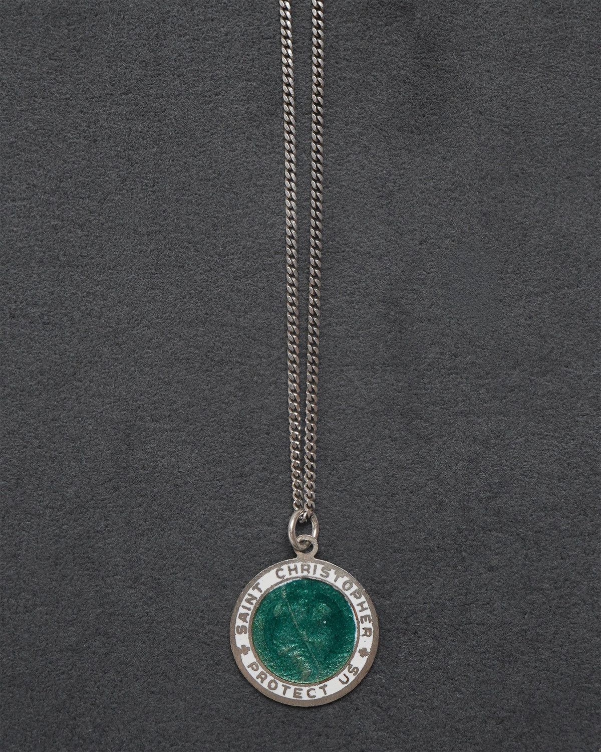 Silver Chain Necklace w/ Saint Christopher Charm
