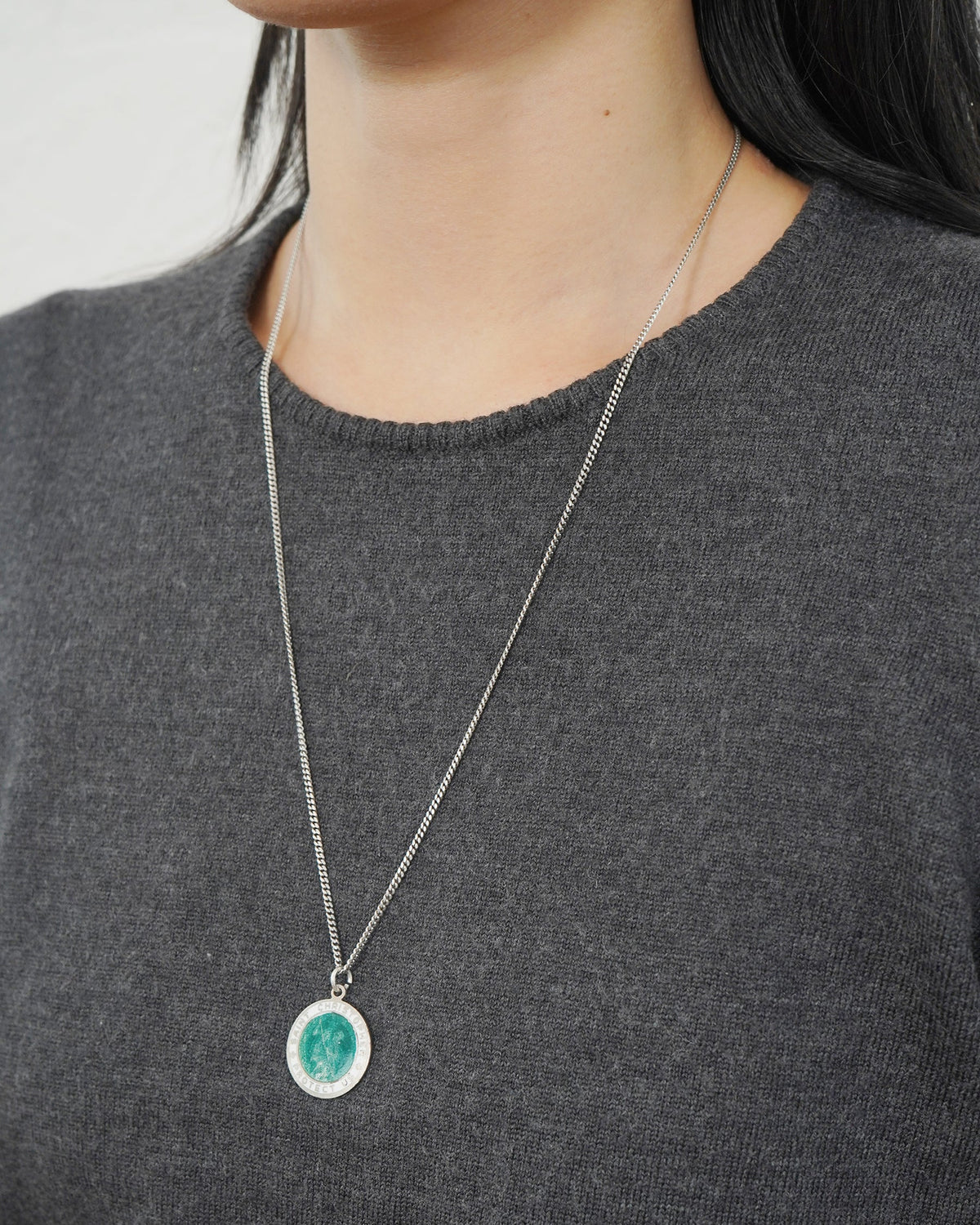 Silver Chain Necklace w/ Saint Christopher Charm