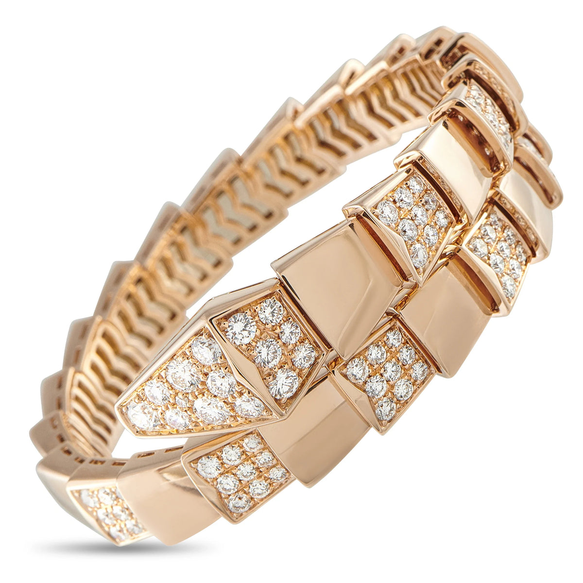 Bvlgari Serpenti 18K Rose Gold 4.67ct Diamond Bracelet BV06-081326