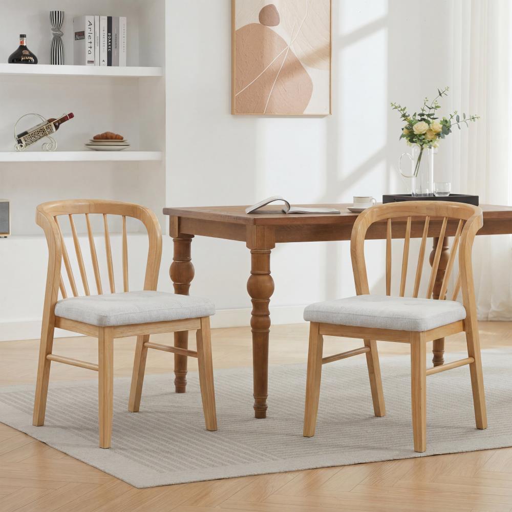 Mid-Century Dining Chairs with Padded Seats and Wooden Frames