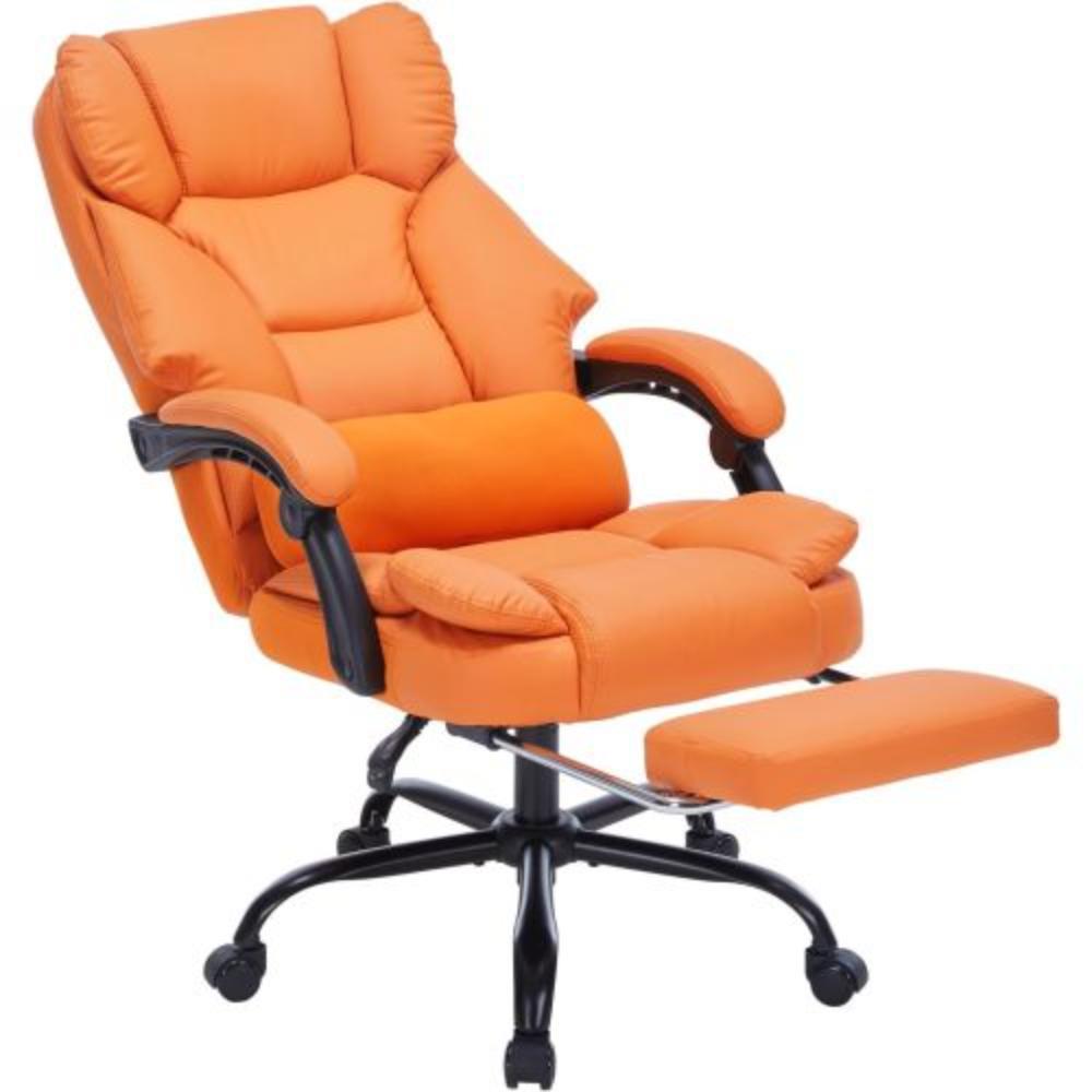Reclining PU Leather Office Chair with Footrest