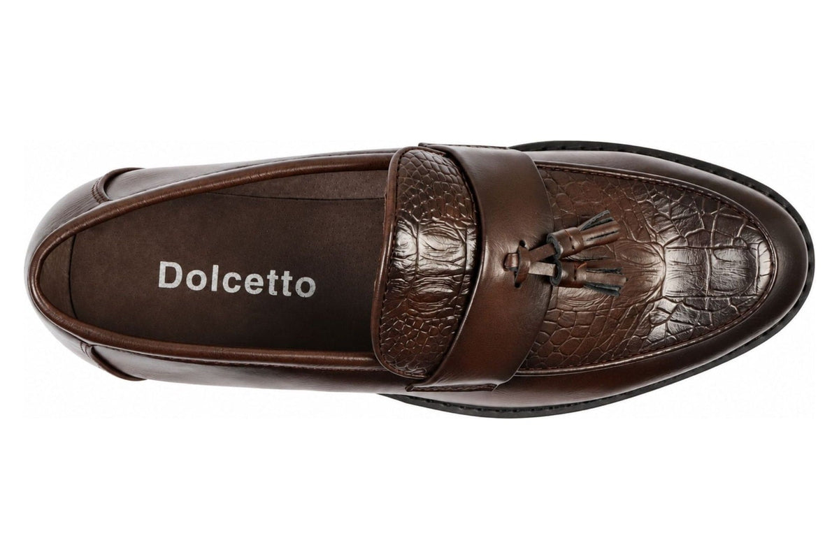 Men's Brown Vegan Leather Slip-On Tassel Loafers