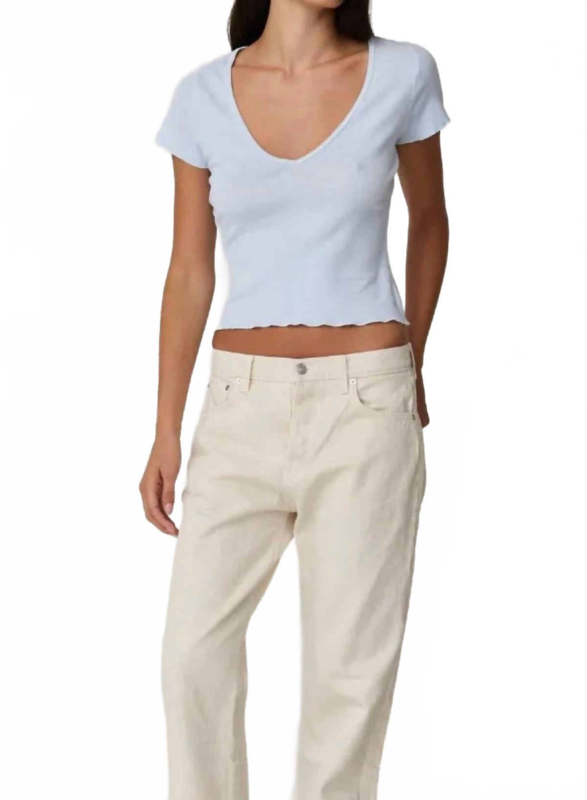 Vicky V-Neck Tee In Ice Blue